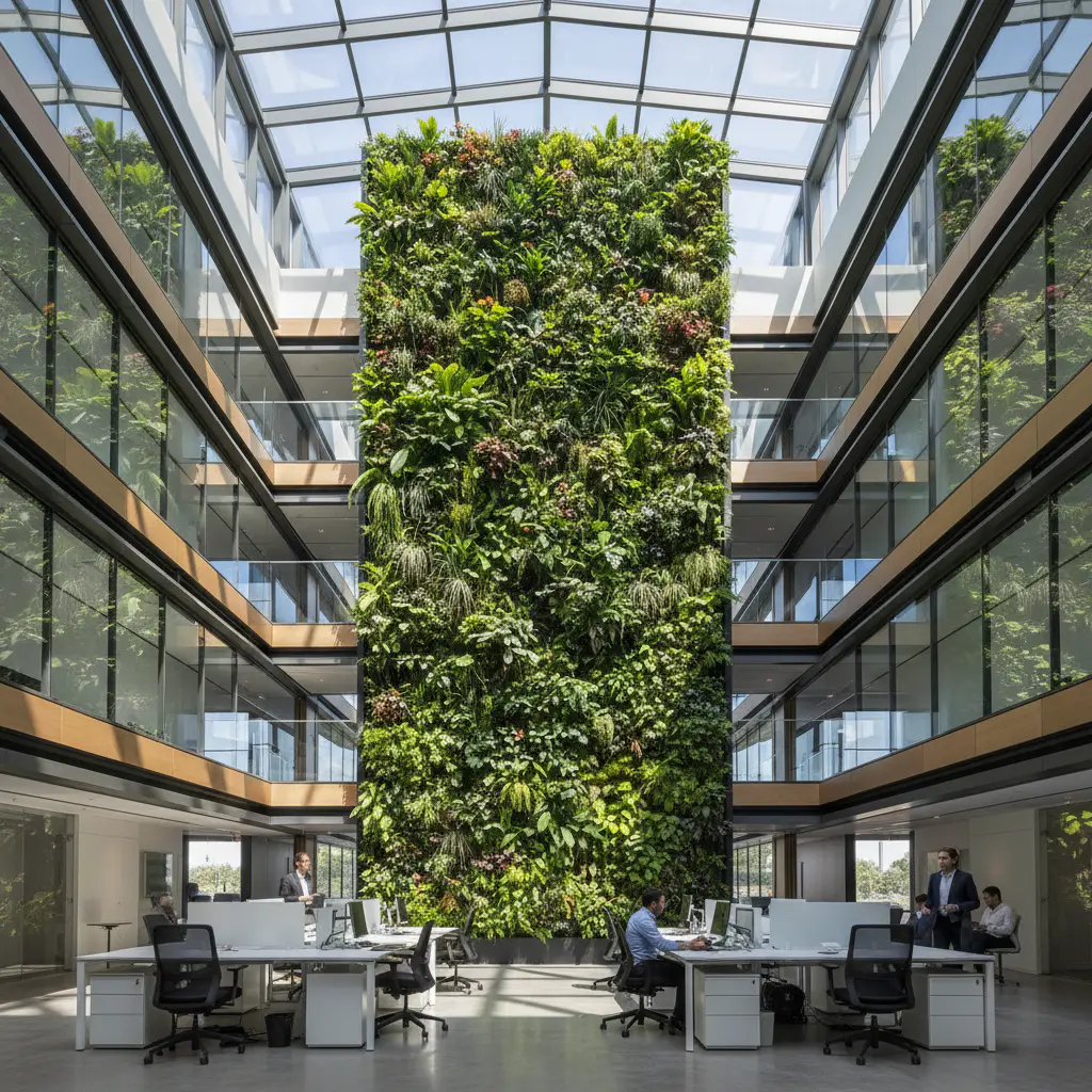 Expansive vertical garden in modern office